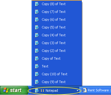 Picture showing how to close a group of windows using RentASoft Easy Window Closer.