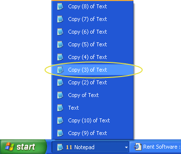 Picture showing how to close 1 window from within a group of windows using RentASoft Easy Window Closer.