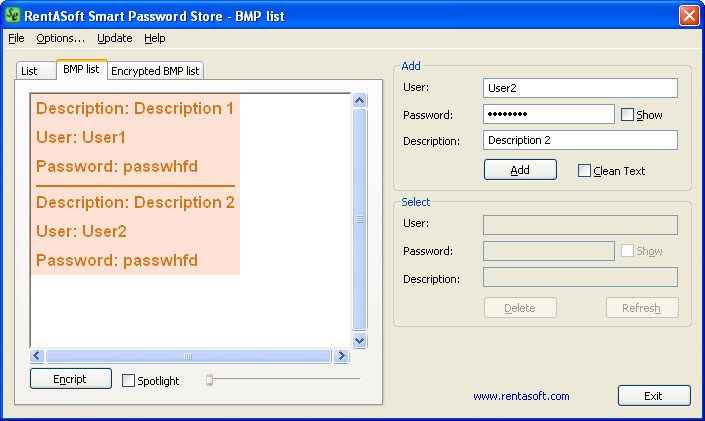 Picture of the main window showing the password image.